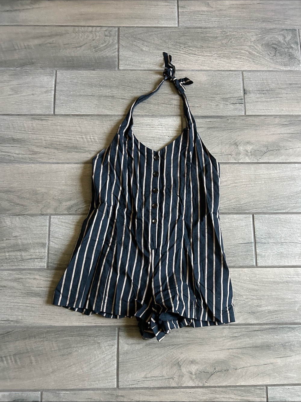 Dress Forum Vertical Stripe Halter Romper